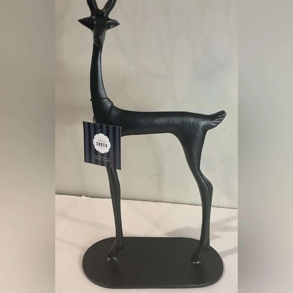 GRANVILLE LANE Black Big Reindeer Set of 2 Winter metal Christmas Decor 26” NEW